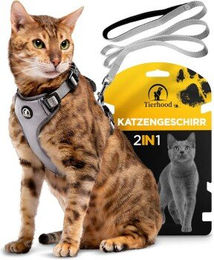 Tierhood Katzengeschirr mit Leine Set Grau Größe M für Katzen und Kitten – Bild 1 von 9