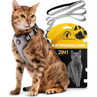 Produktbild von Tierhood Katzengeschirr mit Leine Set Grau Größe M für Katzen und Kitten