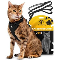 Produktbild von Tierhood Katzengeschirr mit Leine Set Schwarz Größe S für Katzen und Kitten