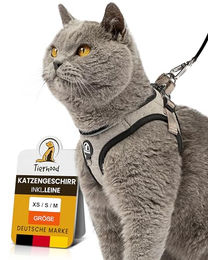 Tierhood Katzengeschirr Set mit Leine Grau Größe S – Bild 1 von 6