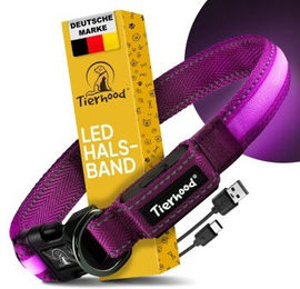 Tierhood LED Leuchtehalsband aus Polyester Lila Größe M – Bild 1 von 3