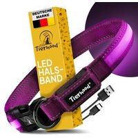 Produktbild von Tierhood LED Leuchtehalsband aus Polyester Lila Größe M