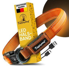 Tierhood LED Leuchtehalsband für Hunde Orange Größe M - 1 Stk. – Bild 1 von 2