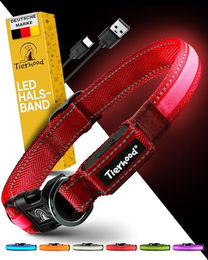 Tierhood LED Leuchthalsband für Hunde wasserdicht und aufladbar Rot Größe L - 1 Stk. – Bild 1 von 8