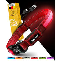 Produktbild von Tierhood LED Leuchthalsband für Hunde, wasserfest und wiederaufladbar, Rot, Größe S