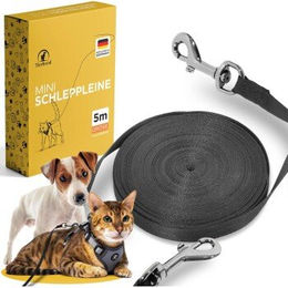 Tierhood Schleppleine für Katzen und kleine Hunde aus Neopren Schwarz Größe M - 5 m – Bild 1 von 2