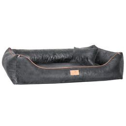 Tierlando ALBERTO ORTHO Orthopädisches Hundebett aus Velours in Schwarz/Graphit 120 x 85 x 25 cm – Bild 1 von 2