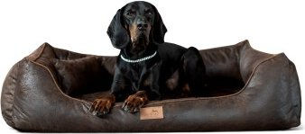Tierlando ALBERTO ORTHO Orthopädisches Hundebett XXL aus Velours in Braun mit Unterstützung für Gelenke und Knochen – Bild 1 von 3