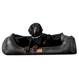 tierlando Alberto Orthopädisches Hundebett mit abnehmbarem Velours-Bezug Schwarz XL 120x85cm – Bild 1 von 9