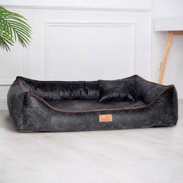tierlando Alberto Orthopädisches Hundebett XXL mit abnehmbarem Velours-Bezug Schwarz 150x100cm – Bild 1 von 6