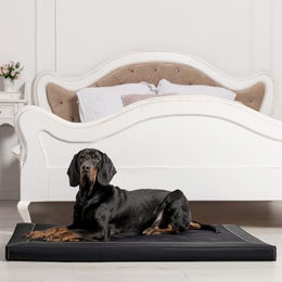 tierlando Carlos VIP Ortho-Medic Orthopädische Hundematratze aus Kunstleder und Velours mit Visco Memory Foam Schwarz XL 120x90cm – Bild 1 von 6