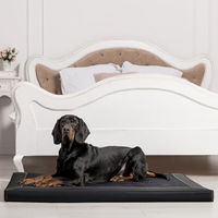 Produktbild von tierlando Carlos VIP Ortho-Medic Orthopädische Hundematratze aus Kunstleder und Velours mit Visco Memory Foam Schwarz XL 120x90cm