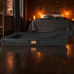 tierlando Clifford VIP Orthopädische Hundematratze mit Latexkern und Anti-Haar Bezug Schwarz 85x60cm – Bild 1 von 8