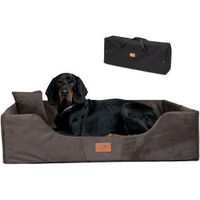 Produktbild von Tierlando COLUMBUS Orthopädisches Hundebett mit Memory Foam braun faltbar und tragbar