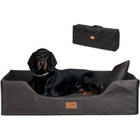 Produktbild von Tierlando COLUMBUS Orthopädisches Hundebett mit Memory Foam faltbar schwarz/graphit