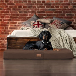 tierlando Floki Visco Plus Orthopädische Hundematratze aus Plüsch und High-Tech-Velours Braun Größe 80x60cm – Bild 1 von 5