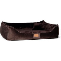 Produktbild von Tierlando FLOYD Orthopädisches Hundebett aus High-Tech-Velours und Plüsch mit Visco-Schaum Braun 80 cm - 80 cm