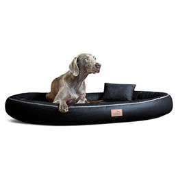 tierlando Gilbert VIP Orthopädisches Hundebett mit Latexfüllung aus Velours und Kunstleder Schwarz 100x85cm – Bild 1 von 4
