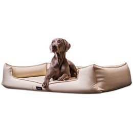 tierlando Goofy Orthopädisches Hundebett aus Kunstleder mit Matratzenschoner Beige Größe L – Bild 1 von 10