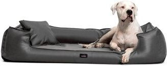 Tierlando GOOFY Orthopädisches Hundebett aus Kunstleder mit Matratzenschoner Grau Größe L – Bild 1 von 3