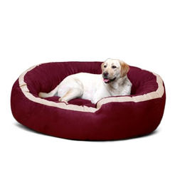 tierlando Hundebett Lana aus Velours in Dunkelrot mit hohem Rand und niedrigem Einstieg 100x90cm – Bild 1 von 4