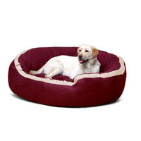 Produktbild von tierlando Hundebett Lana aus Velours in Dunkelrot mit hohem Rand und niedrigem Einstieg 100x90cm