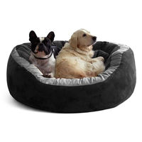Produktbild von tierlando Hundebett Lana aus Velours in Schwarz mit hohem Rand und niedrigem Einstieg 80x70cm - 80 cm