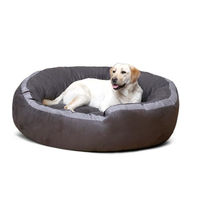 Produktbild von tierlando Hundebett Lana Hundesofa aus Velours XL Grau Schwarz 120x105cm