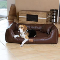 Produktbild von tierlando Hundebett Maddox Komfort aus Kunstleder in Braun mit herausnehmbarer Matratze 150x100cm