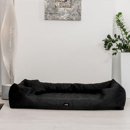 tierlando Hundebett Moritz Hundesofa aus Velours in Schwarz 90x75cm - 80 cm – Bild 1 von 5