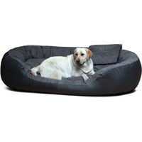 Produktbild von Tierlando Hundebett PHILIP VIP aus Kunstleder und Velours in Schwarz/Graphit XL