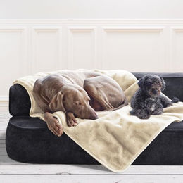 tierlando Hundedecke Lilly flauschige Plüschdecke für Hunde und Katzen XL Beige – Bild 1 von 5