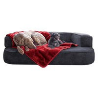 Produktbild von tierlando Hundedecke Lilly flauschige Plüschdecke für Hunde und Katzen XL Dunkelrot