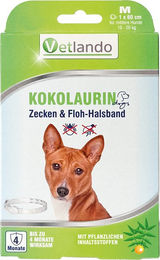 Tierlando Kokolaurin Zecken- und Floh-Halsband für Hunde, Größe M, Weiß, wasserfest – Bild 1 von 3