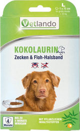 Produktbild von Tierlando Kokolaurin Zecken- und Floh-Halsband für Hunde Große Rassen Größe L 75 cm Weiß wasserfest