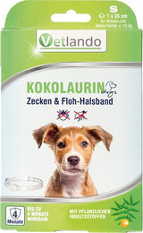 Produktbild von Tierlando Kokolaurin Zecken- und Floh-Halsband für Hunde kleine Rassen Größe S 35 cm weiß wasserdicht