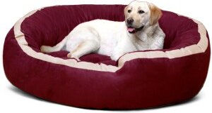 Tierlando LANA Hundebett aus Velours in Dunkelrot XL 1,2 m x 1,05 m x 30 cm – Bild 1 von 3