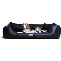 Produktbild von Tierlando Maddox Orthopädisches Hundebett aus Kunstleder Schwarz XL