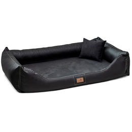 tierlando Maddox VIP Orthopädisches Hundebett mit Viscomatratze und Kunstleder-Velours-Bezug Schwarz Größe L – Bild 1 von 4