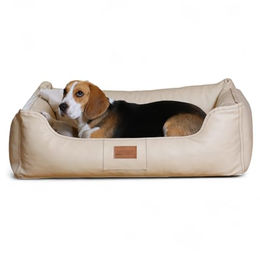 tierlando Maddox VIP Orthopädisches Hundebett mit Viscomatratze und Kunstleder-Velours-Bezug XXL Beige – Bild 1 von 8