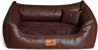 Tierlando MADDOX VIP Orthopädisches Hundebett Visco Velours Kunstleder Braun XXL – Bild 1 von 2