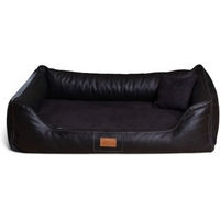 Produktbild von Tierlando MADDOX VIP Orthopädisches Hundebett Visco Velours Kunstleder Schwarz XXL