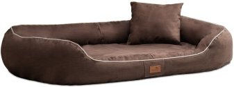 Produktbild von Tierlando MARLON VISCO PLUS Orthopädisches Hundebett aus Velours in Braun 100 x 85 x 30 cm