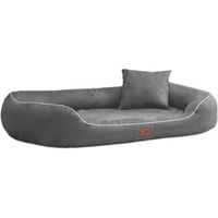 Produktbild von Tierlando MARLON VISCO PLUS Orthopädisches Hundebett aus Velours in Grau 100 x 85 x 30 cm
