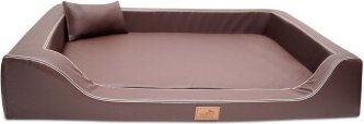 Tierlando Melody Latex Orthopädisches Hundebett aus braunem Kunstleder mit Anti-Haar-Eigenschaft 120 x 85 x 22 cm – Bild 1 von 2
