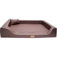Produktbild von Tierlando Melody Latex Orthopädisches Hundebett aus braunem Kunstleder mit Anti-Haar-Eigenschaft 120 x 85 x 22 cm