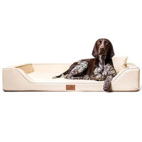 Produktbild von tierlando Melody Orthopädisches Hundebett mit Latex-Matratze aus allergikerfreundlichem Kunstleder Beige 120x80cm
