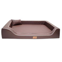 Produktbild von tierlando Melody Orthopädisches Hundebett mit Latex-Matratze aus allergikerfreundlichem Kunstleder Braun 85x60cm