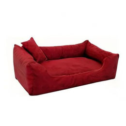 tierlando Moritz VIP Hundebett aus Velours in Grau Schwarz Rot mit Komfortschaum-Matratze 90x75x22cm – Bild 1 von 3