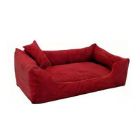 Produktbild von tierlando Moritz VIP Hundebett aus Velours in Grau Schwarz Rot mit Komfortschaum-Matratze 90x75x22cm